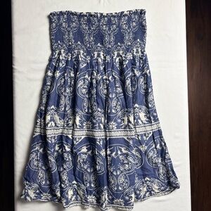 Derek Heart Blue and White Paisley Elephant Print Dress-M